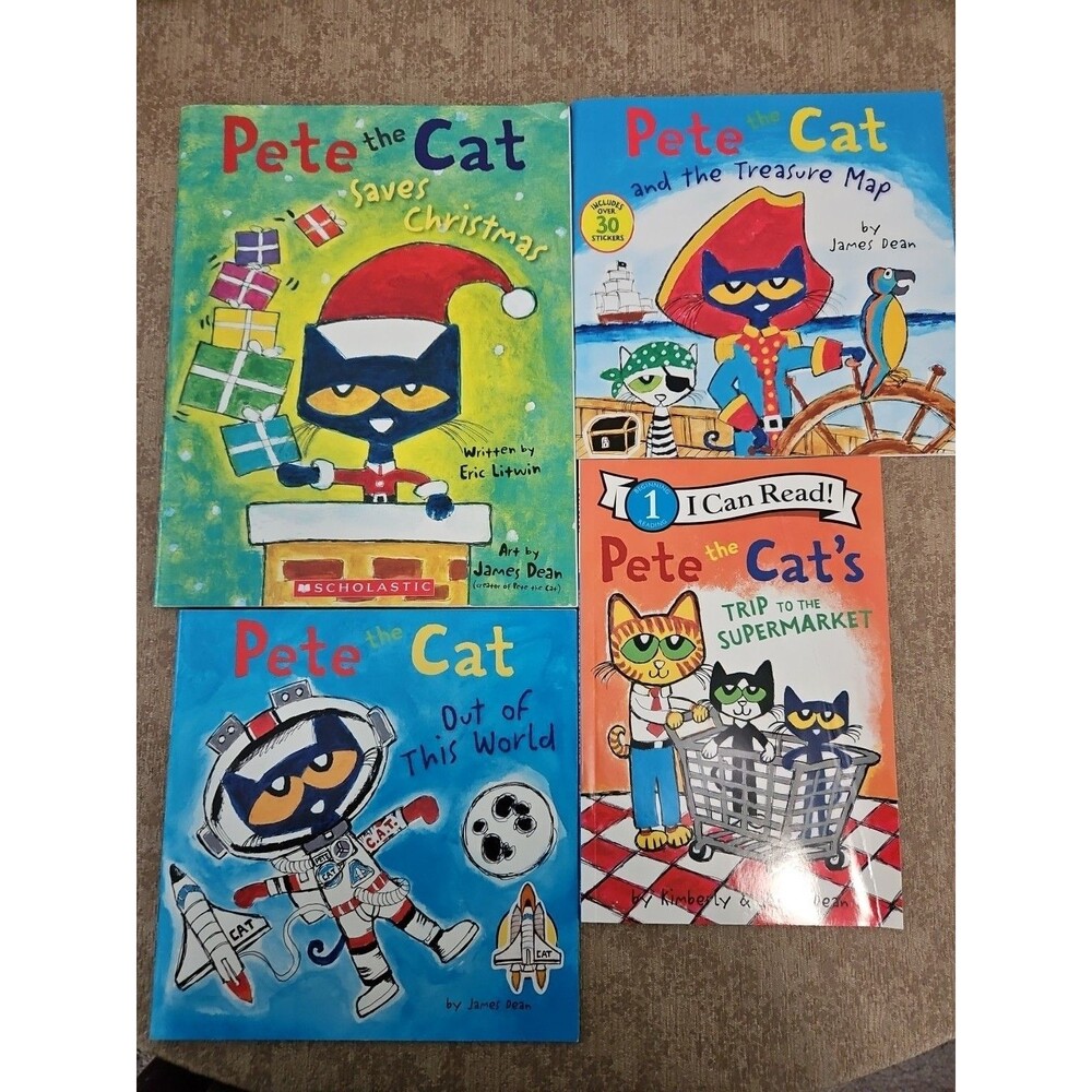 Lot Of 4 Pete The Cat Books James Dean Preschool
